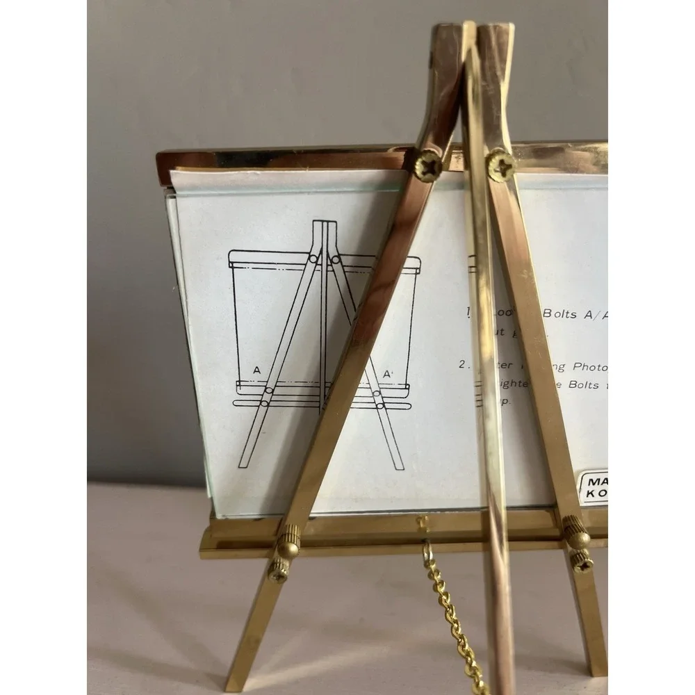 State Street Collection Burnes Photo Picture Frame Easel Stand Brass 3x5 Vintage